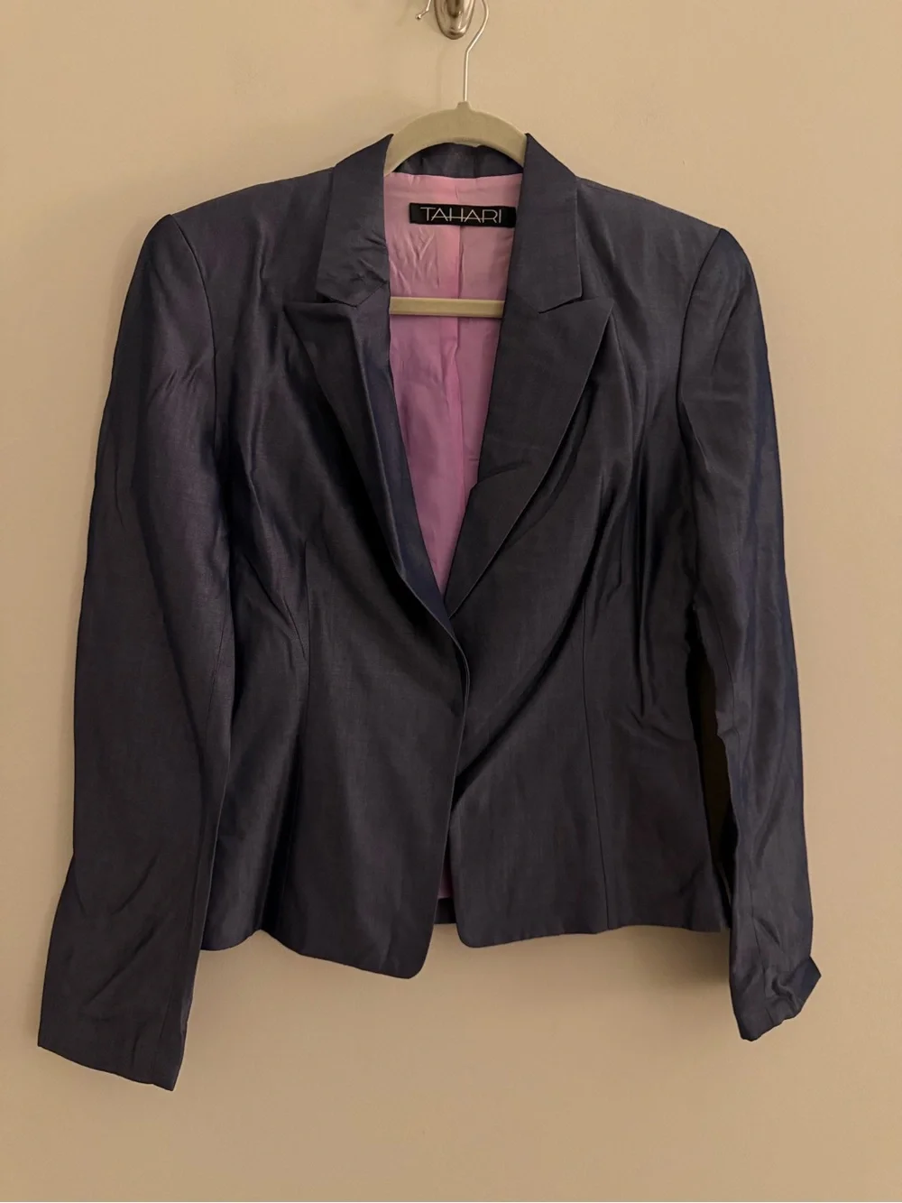 Tahari Navy Wool Mohair Blend Tailored Blazer Size 10‎ Office Career Chic